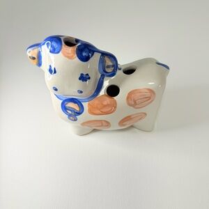 Vintage M.A. Hadley Pottery Cow Flower Frog - Hand Painted Stoneware